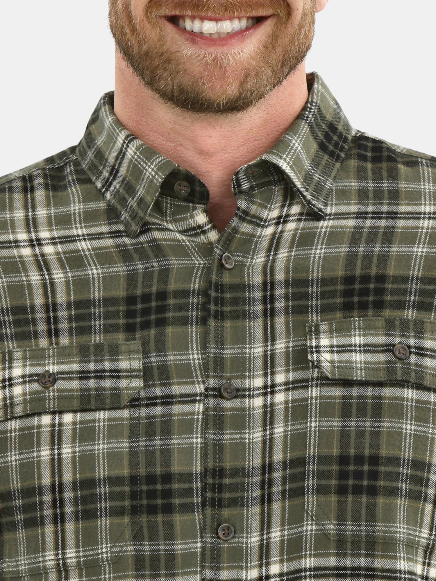 George Men's & Big Men's Relaxed Fit Double Pocket Flannel Shirt, Sizes XS-3XLT