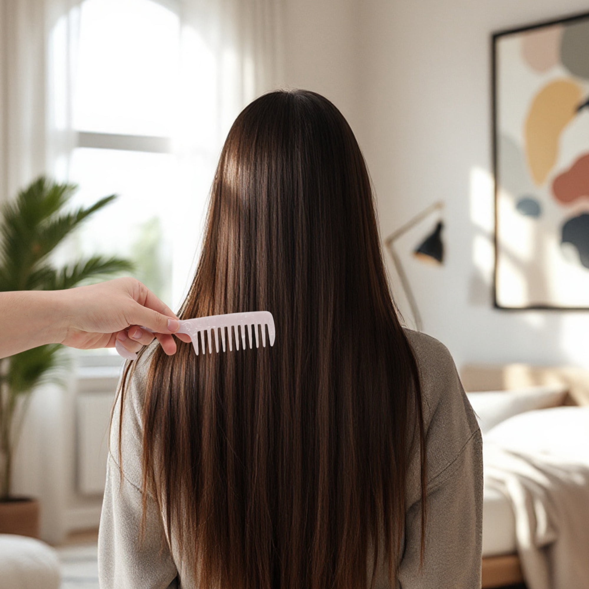 Unique Bargains 1 Pc Durable Wide Tooth Comb for Making hair Smooth Bright White Medium