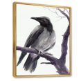 thumbnail image 3 of Designart 'Big Crow Sitting On A Branch' Traditional Framed Canvas Wall Art Print, 3 of 5