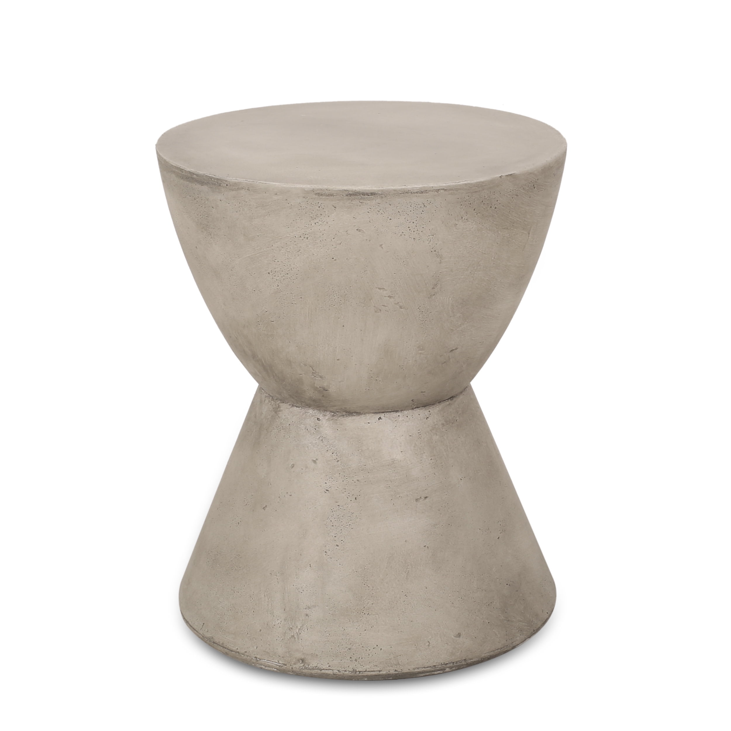 GDF Studio Attola Outdoor Lightweight Concrete Side Table, Light Gray