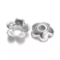 thumbnail image 2 of U8MO 340pcs/10g Brass Flower Bead Caps 5-Petal Smooth Findings Silver Tone Tiny 4mm, 2 of 2