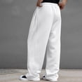thumbnail image 5 of Domuza Casual Baggy Pants for Men Drawstring Stretch Wide Leg Lounge Travel Pants Streetwear with Pockets White XL, 5 of 6