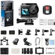 AKASO Brave 4Pro 4K Action Camera, 5X Zoom Wifi Waterproof Camera 131 Feet Underwater Camera W/ 2.0 EIS,Touch Screen, Support External Mic&Remote Control