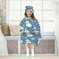 thumbnail image 7 of Dailycode Wearable Blanket Hoodie Oversized Sherpa Flannel Blankets with Pocket for 3-14 Year Old Cartoon Sheep Stars Clouds, 7 of 7