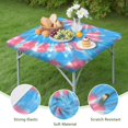 thumbnail image 4 of Colorful Tie Dye Pattern Square Fitted Tablecloth with Elastic Edge,Square Table Cover,Washable Elastic Table Cover for Home Kitchen Party Decor 34"x34", 4 of 6