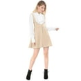 thumbnail image 4 of INSPIRE CHIC Robe Chasuble Salopette de Noël pour Femme Décor de Boutons Jupe Évasée à Bretelles Beige P, 4 of 6
