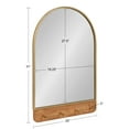 thumbnail image 6 of Kate and Laurel Schuyler Arched Wall Mirror with Hooks, 20 x 31, Gold and Natural Wood, Decorative Modern Mirror with Hooks for Storage and Display, 6 of 8