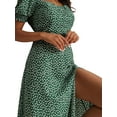 thumbnail image 3 of DYMADE Women Square Neck Floral Split Puff Sleeve Dress, 3 of 4