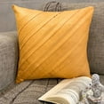 thumbnail image 2 of Mustard Yellow Pillow Cover, Textured Pintucks Solid Color Pillow Cases, 18x18 inch (45x45 cm) Throw Pillow Cover, Square Faux Suede Pillow Cover, Striped - Contemporary Mustard Yellow, 2 of 9