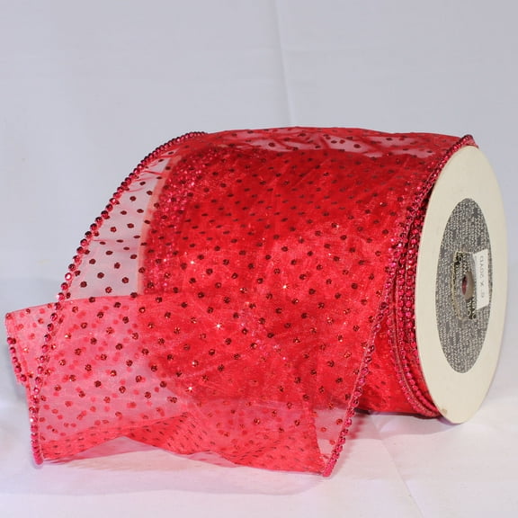 The Ribbon People Shimmering Red Semi Sheer Brooklyn Wired Craft Ribbon 6" x 20 Yards