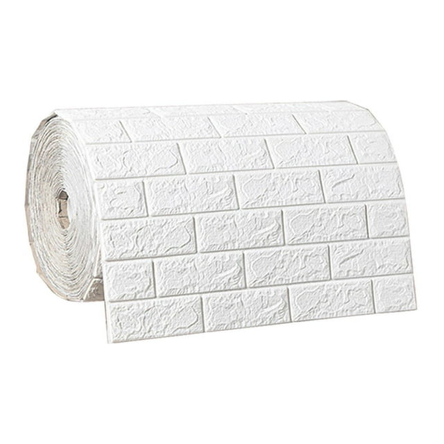 Adhesivo de pared 3D de imitación de ladrillo, paneles de pared, papel tapiz de espuma XPE autoadhesivo, impermeable Blanco