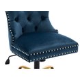 thumbnail image 5 of Guyou Modern Swivel Office Chair, Velvet Fabric Button Tufted And Nailhead Trim Accent Chair With Upholstery, Navy, 5 of 12
