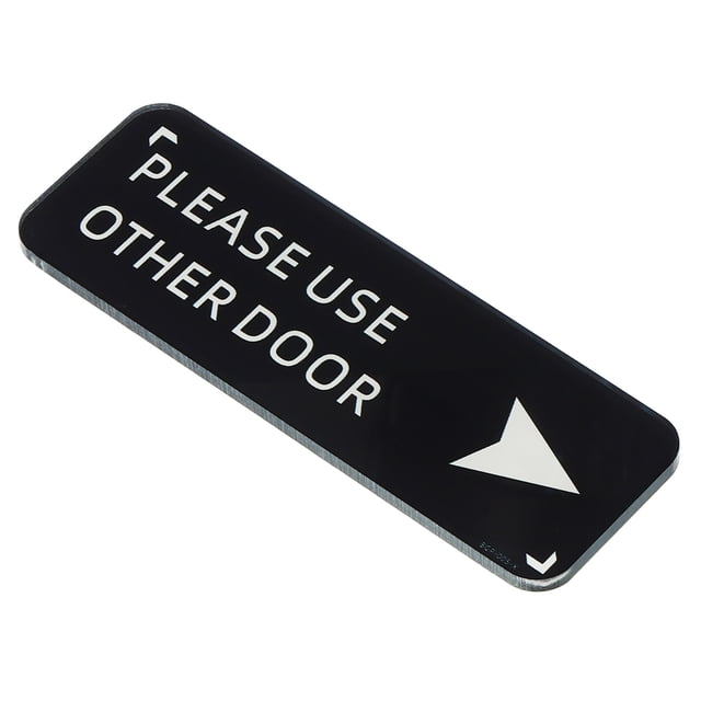 Uxcell Por favor, use la otra puerta señal de flecha a la derecha 6"x2" etiqueta adhesiva para pared placas negras