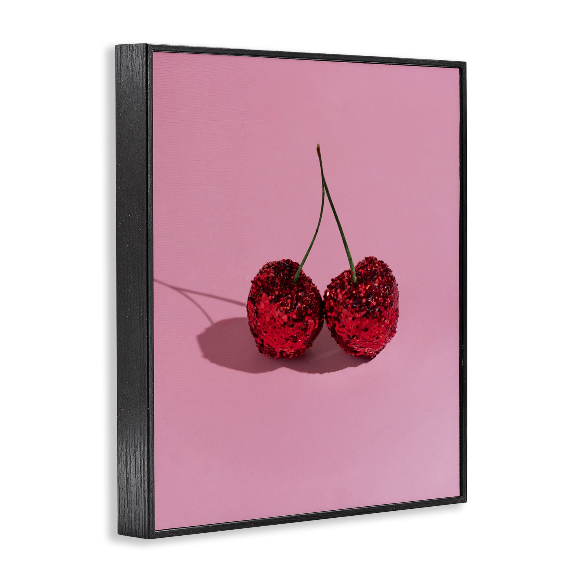 Stupell Industries Glitter Encrusted Cherries Black Framed Giclee Art, design by LISH Creative