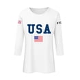 thumbnail image 4 of vigerkar 3/4 Sleeve USA Patriotic Shirts for Women 4th of July America Stars Stripes Flag Graphic Tops Summer BBQ Tee (White, L), 4 of 5