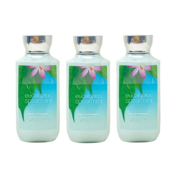 Bath and Body Works Eucalyptus Spearmint 3 Pack Shea & Vitamin E Body Lotion Set - Full Size