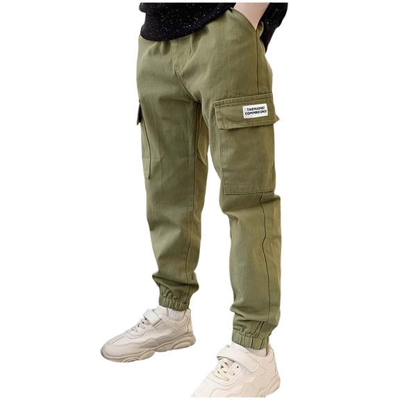 Boys Pants Size 8 Boys Baggy Cargo Sweatpants Drawstring Elastic Solid Casual Pants Teens Fall Warm School Athletic Trousers