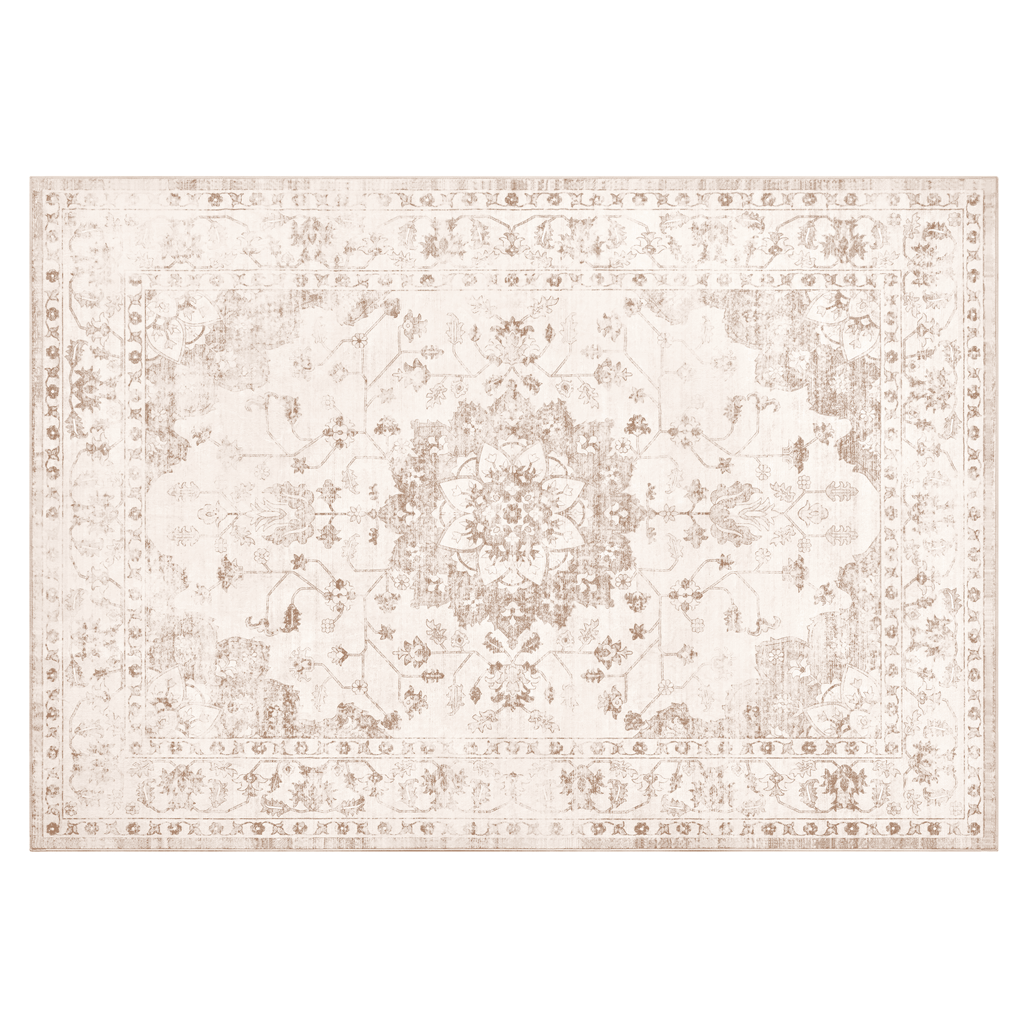 Prilinex 9x12 Area Rug, Washable Rugs for Living Room, Vintage Beige Carpet with Non-Slip & Stain Resistant, Farmhouse Soft Large Rugs for Bedroom Dining Room Kitchen