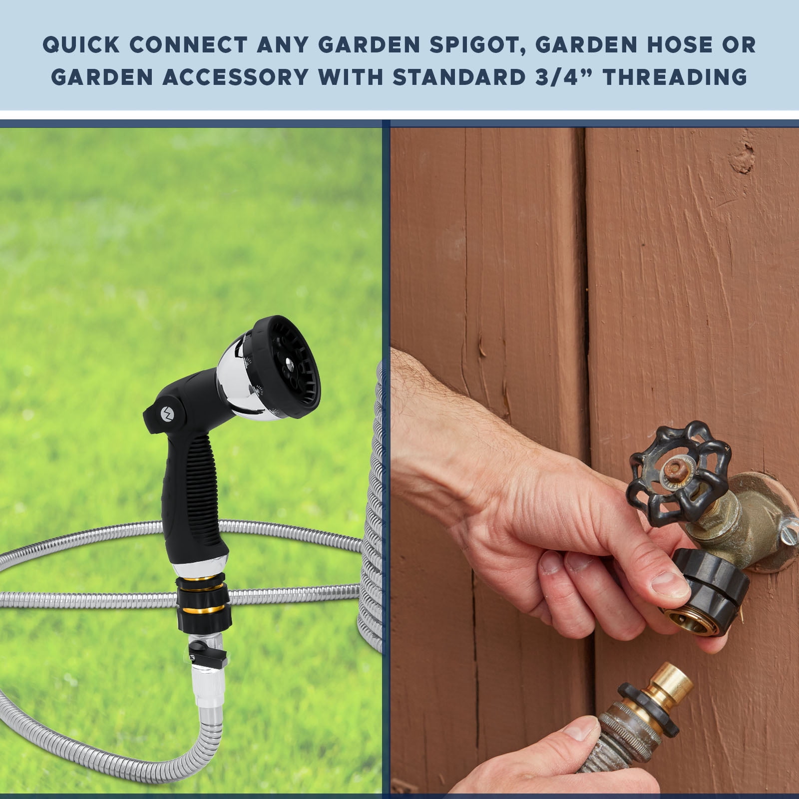Morvat Brass Quick Hose Connector, Easily Add Attachments to Garden Hose, 6 Pack