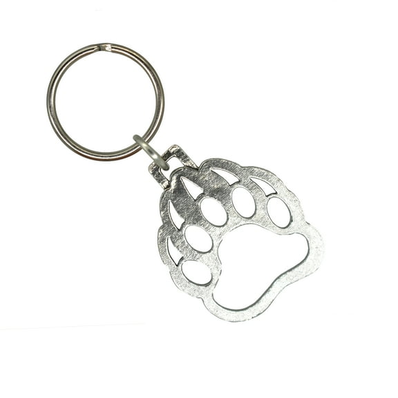 Bear Paw Print Keychain, Outdoors, Mammals, Bear, M038KC, Key Fob, Key Ring, Keys, Zipper Pull, Luggage Tag, Pewter, Backpack, Over 300 Keychains Designs, Handmade in the USA