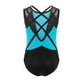 thumbnail image 4 of Xnihocha Kids Girls Sleeveless Shiny Rhinestone Gymnastics Leotard Athletic Ballet Dance Unitard Skating Jumpsuit Bodysuit Light Blue 16, 4 of 5