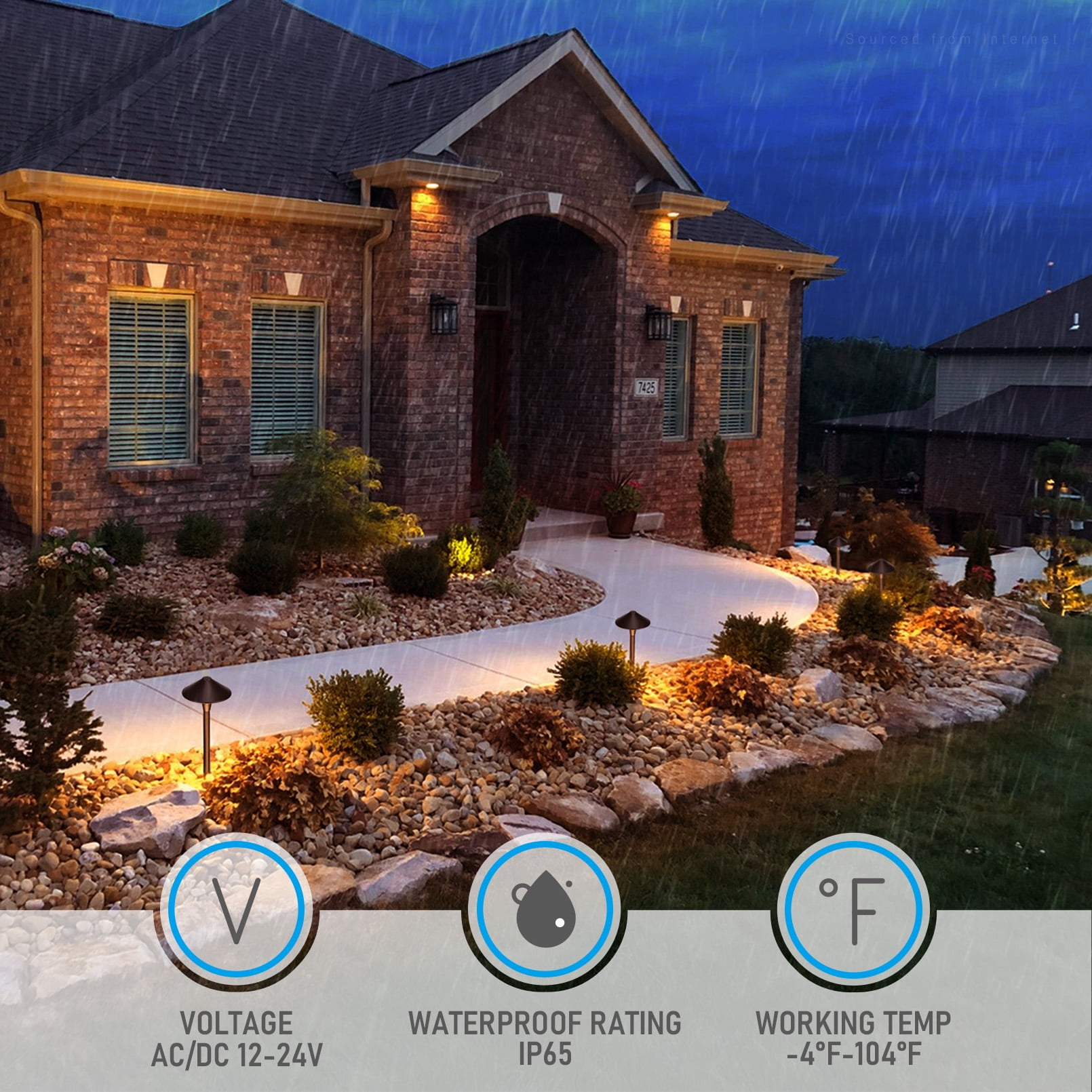 12 Pack 5CCT Low Voltage Pathway Lights, LED Landscape Path Light, 5W, 12-24V, IP65 Waterproof