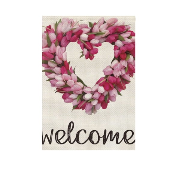 Welcome Tulip Love Garden Flag Double Sided 12 x 18/28 x 40 Inch Yard Flag Home Outdoor Yard Patio Lawn Decor