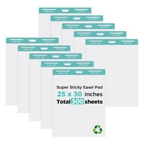 Sticky Easel Pad, 25 x 30 Inch, White, 30 Sheets/Pad, 10 Pads/Pack, Flip Chart Paper for Teachers,Large Self-Stick Easel Paper, Super Sticking Power & Bleed-Resistant