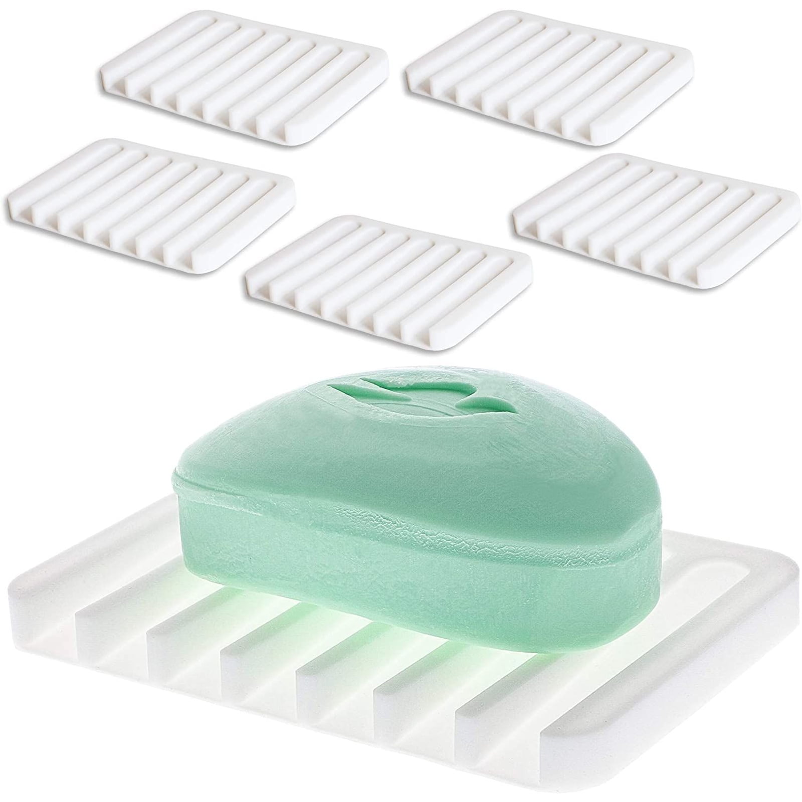 Self-draining Waterfall LONAGE Soap Dish 2 Pack-Grey Non-Slip Design Soap Tray Saver Drainer Easy Cleaning Premium Silicone Soap Holder for Shower Bathroom Kitchen Sink