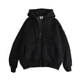 thumbnail image 2 of Unisex Plus Size Fleece Lined Hooded Jacket Casual Zipped Up Hooides Color Black Size XXXL, 2 of 3