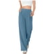 thumbnail image 1 of Amzcrzy Pantalones Vestir Mujer Color Liso S-2XL - Cintura Alta Elástica, Pliegues Frontales, Sin Cremallera, Bolsillos, Para Trabajo Azul, 1 of 5