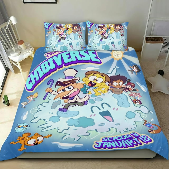 Chibiverso Conjunto de sábanas temático, trío de piezas, cómodo y amigable con la piel, diseño único, regalo de decoración para el hogar para familiares, amigos y fans,173cm *218cm