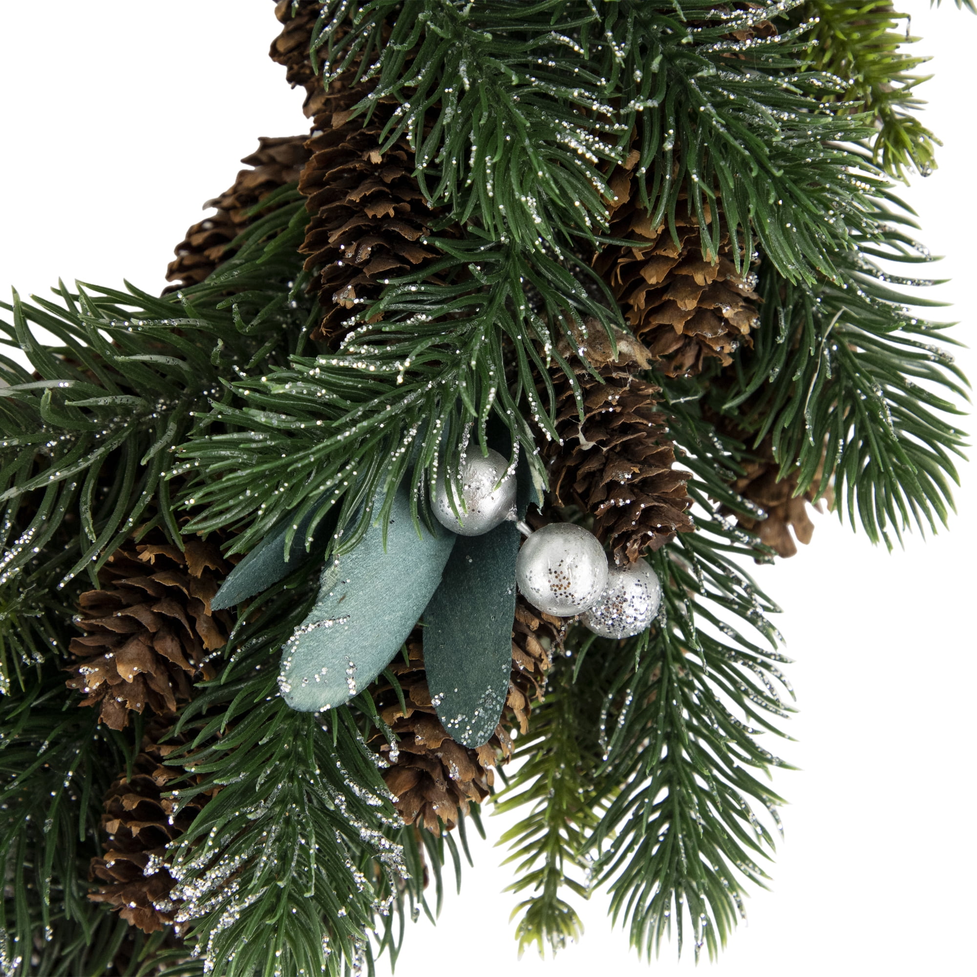Northlight Glittered Pine, Berries and Pinecones Small Artificial Christmas Wreath - 14" - Unlit
