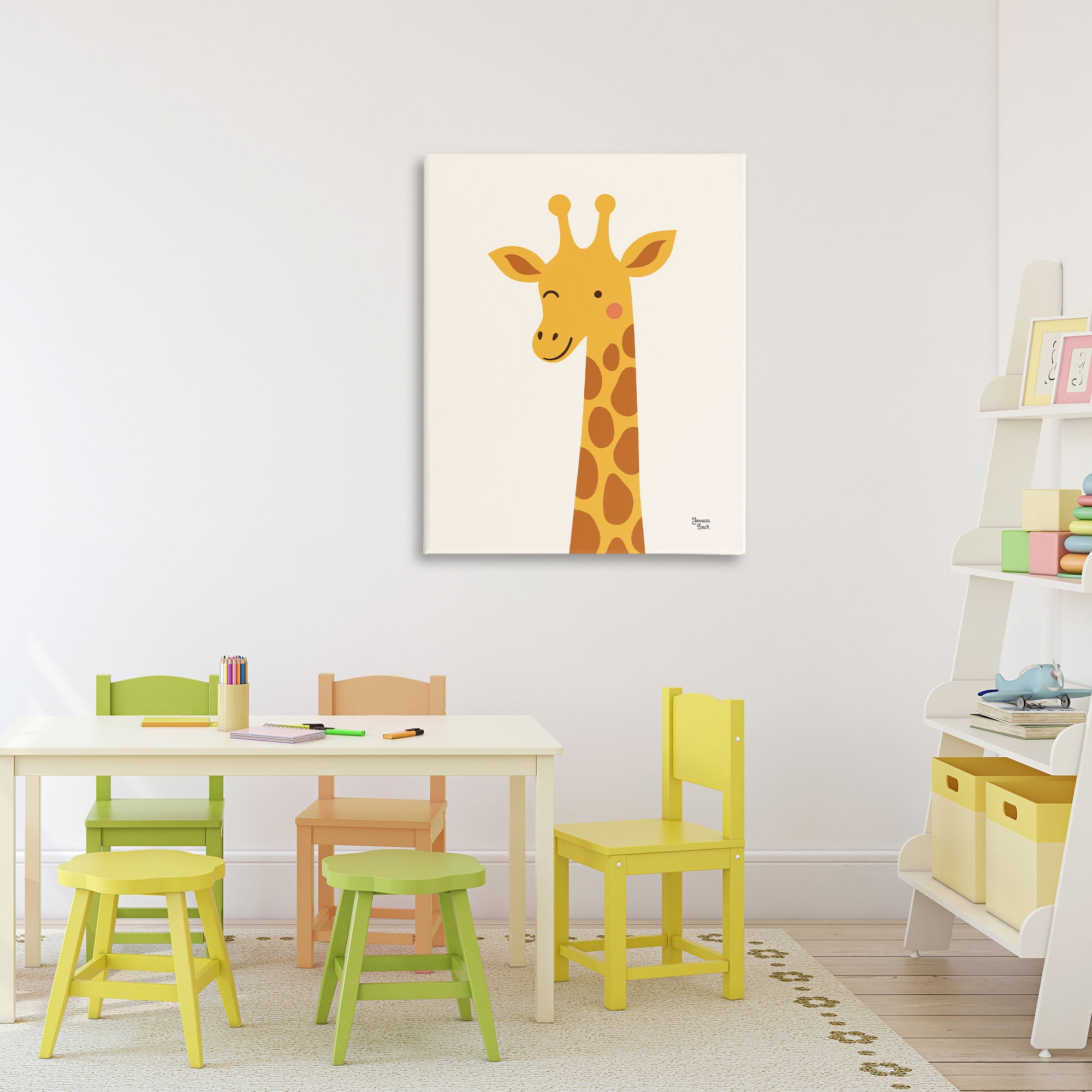 Stupell Industries Winky Giraffe Portrait Canvas Wall Art, design by Jessica Beck