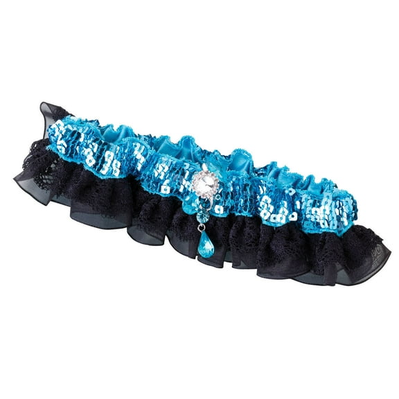 Lillian Rose Sparkly Aqua Sequin and Satin Garter, black