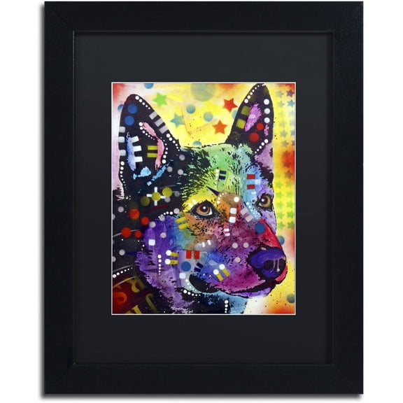 Trademark Fine Art "Aus Cattle Dog" Canvas Art by Dean Russo, Black Matte, Black Frame