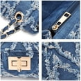 thumbnail image 6 of Kwuty Kwuty Women Small Shoulder Bags Quilted Crossbody Distressed Jean Denim Purse Evening Bag Clutch Handbag with Chain Strap, 6 of 6