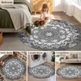 thumbnail image 5 of Round Rugs 5Ft, Grey Boho Round Area Rug Washable Indoor Throw Carpet, Abstract Floral Southwestern Ethnic Tribal Soft Non Slip Circle Rug for Cabinet Bathroom Home Decor Aesthetic, 5 of 8