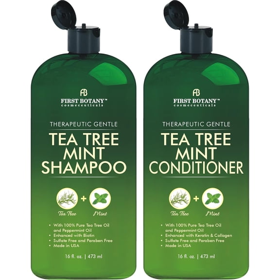 2 Pack First Botany Cosmeceuticals Tea Tree Mint Shampoo & Conditioner 16oz e...