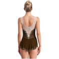 thumbnail image 2 of Venjoe Justaucorps de Gymnastique Rythmique Sans Manches pour Femmes, Strass, Compétition d'Acrobatie, Brun, m, 2 of 7