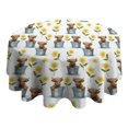 thumbnail image 4 of Highland Cow Bucket Flower Pattern Round Tablecloth 60"x60",Wrinkle Wipeable Table Cloth for Kitchen Dining Room Picnic Patio Party, 4 of 6