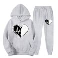 thumbnail image 2 of VBTAPA Womens 2 Piece Sweatsuit Love Heart Graphic Pullover Hoodies and Jogger Sweatpants Lounge Track Suits Set Casual Jogging Matching Suits Gray M, 2 of 4