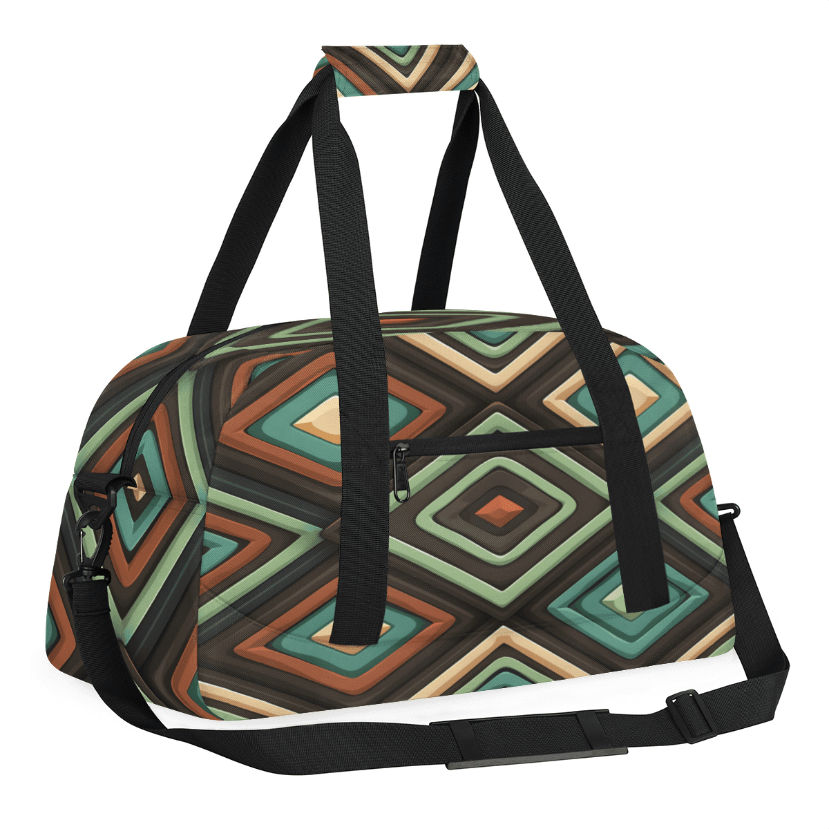 Herdesigns Geometric Shapes Sports Duffle Bag for Women & Men, Mid Century Modern Gym Bag Dance Bag Overnight Bag Carry On Weekender Travel Bag