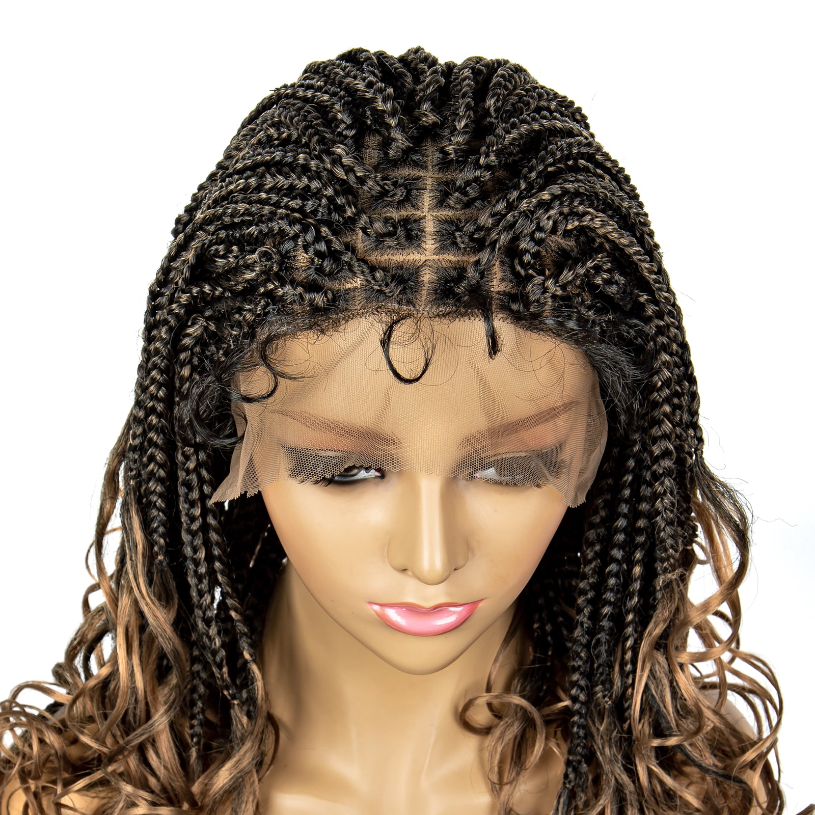 Braided Wigs for Black Women Synthetic Lace Front Wigs Square Knotless Box Braided Wigs Lightweight Cornrow Braid Braiding Hair Wigs 18 inches (1B/27 Color)