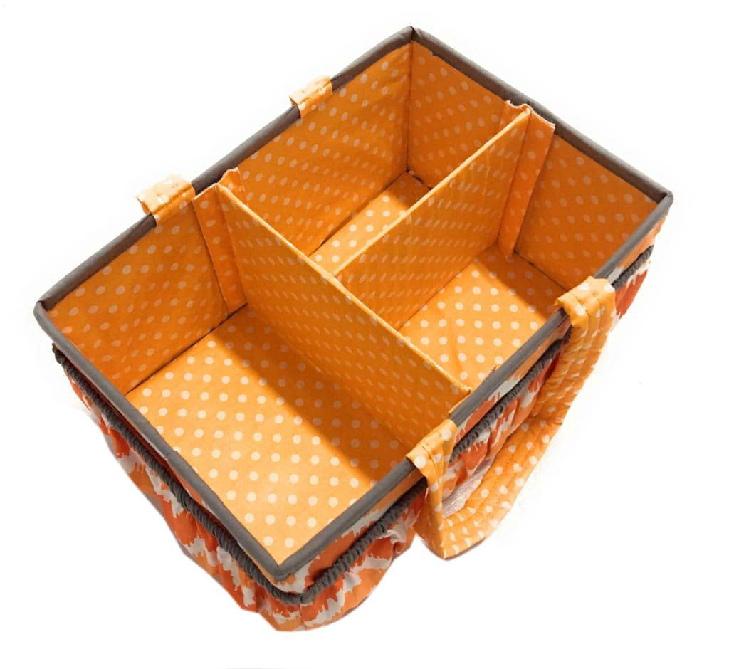 Bacati - Mix N Match Ikat Chevron/Dots Nursery Storage Caddy, Orange/Gray