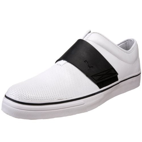 sortere Skyldfølelse hellig Puma Men's EL Rey Cross Perf Leather Slip-On Sneakers Shoes, White / Black  - Walmart.com