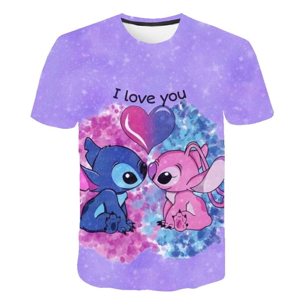 Boys Disney Stitch T Shirt Girls Kids Children Tops Tshirt Short Sleeves Summer Stitch Clothes Print Cartoon Tee Child Clothing13T Gao Jinjia LED