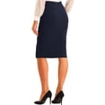 thumbnail image 3 of INSPIRE CHIC Wear to Work Pencil Skirts for Women's Elastic High Waist Bodycon Hip-Wrapped Skirt Dark Blue XS, 3 of 5
