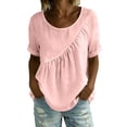 thumbnail image 4 of hlysgo Womens Casual Lightweight Tops Short Sleeve Peplum T Shirts Summer Loose Fit Crew Neck Tunics Pink,M, 4 of 6
