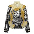 thumbnail image 5 of Jackets for Women Winter Coat Jackets Flannel Stand Collar Jacket(Warrior Cat Sword Art,Size:S-4XL), 5 of 7
